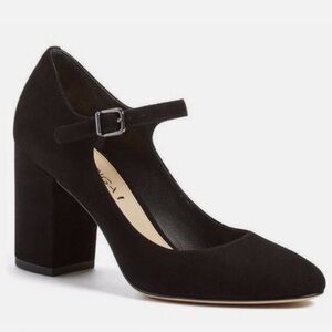 Black Suede Mary Jane Block Heels